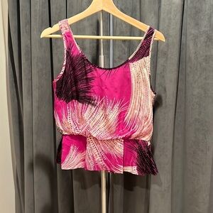 Anthropologie Sariah silk blouson peplum Barbie core top